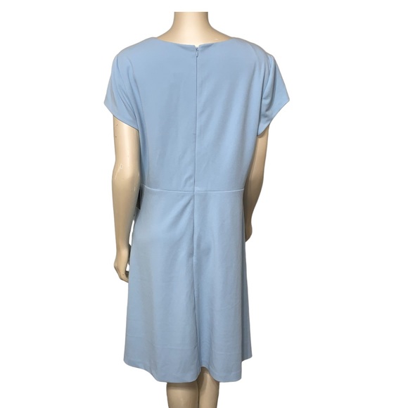 ✨NWT✨ Adrianna Papell DRAPED AND PLEATED CREPE SHORT DRESS IN BLUE MIST - Picture 6 of 13